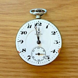 Vintage LANCO Swiss Pocket Watch Parts Repair No Crystal Enamel Damage